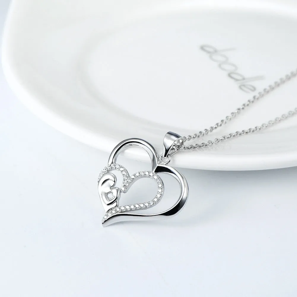 Open Heart Mom's Kiss Pendant Necklace