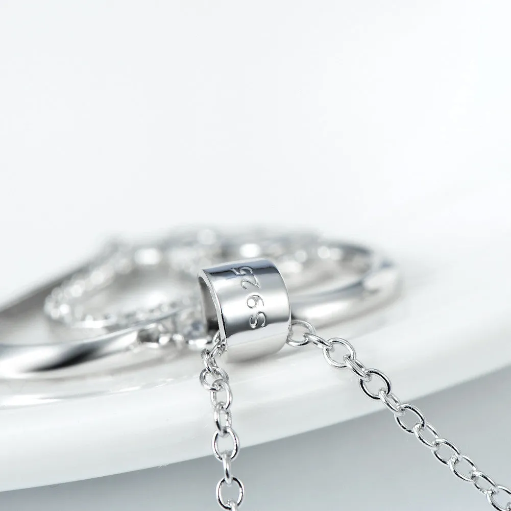 Open Heart Mom's Kiss Pendant Necklace