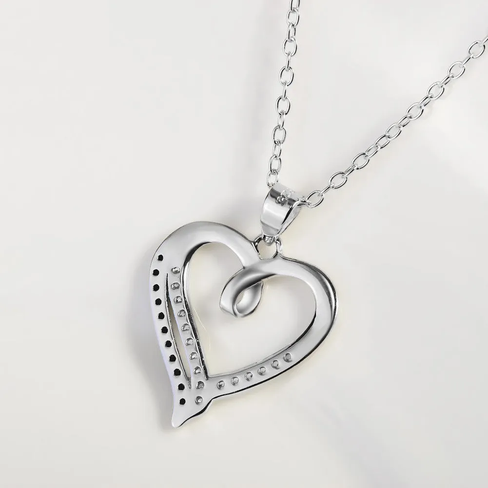 Open Heart with Dichromatic Cubic Zircon Pendant Necklace