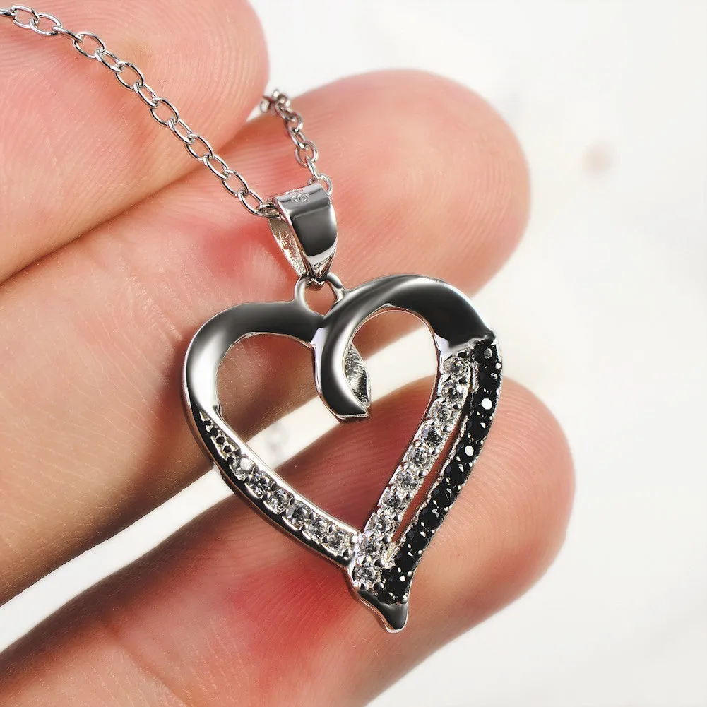Open Heart with Dichromatic Cubic Zircon Pendant Necklace
