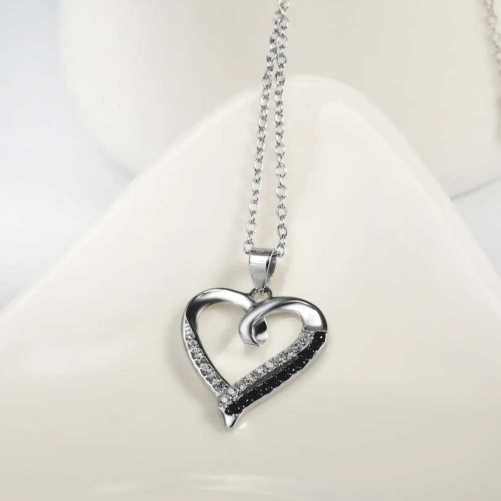 Open Heart with Dichromatic Cubic Zircon Pendant Necklace