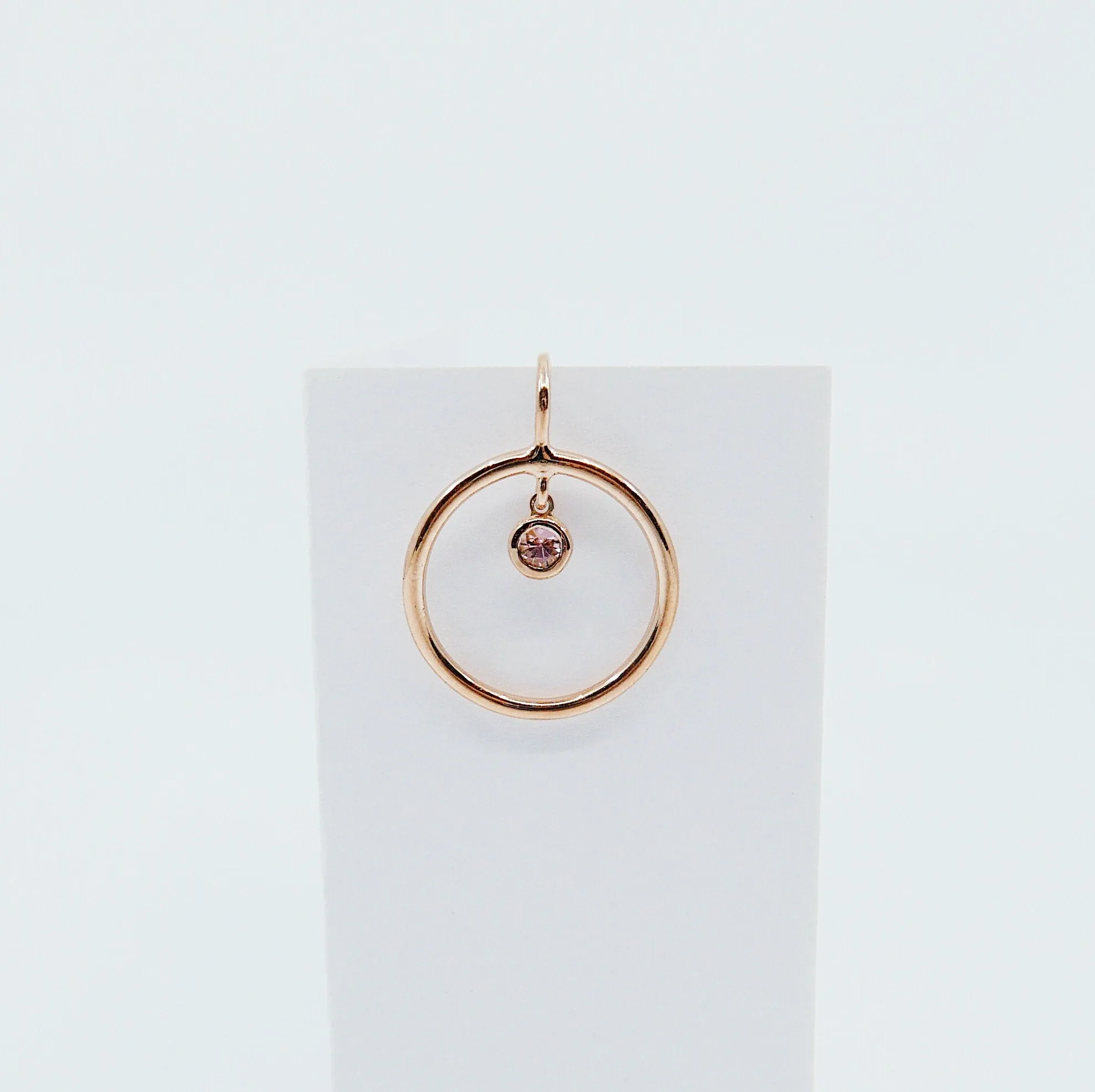 Open Hoop Pink Tourmaline Earring