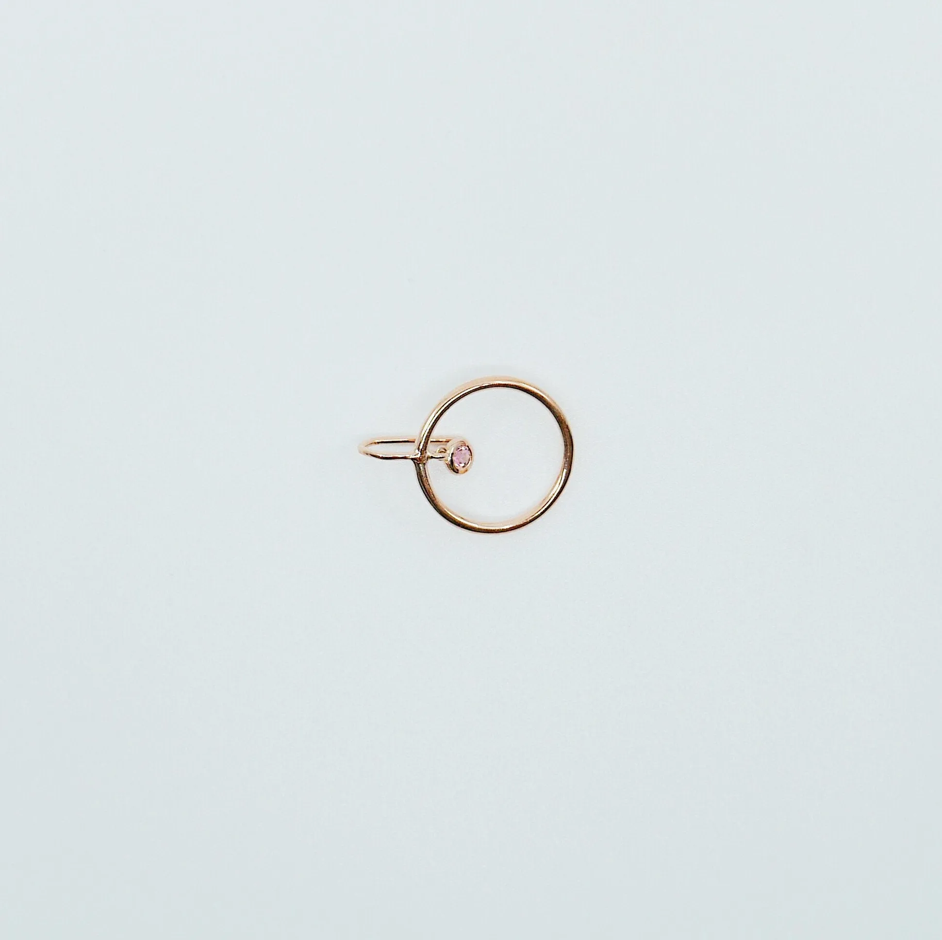 Open Hoop Pink Tourmaline Earring