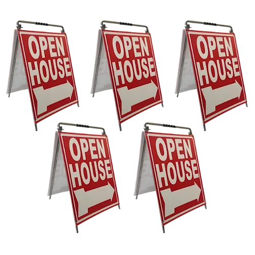 Open House Sign Metal A-Frame - 5 Pack - MOD - Red