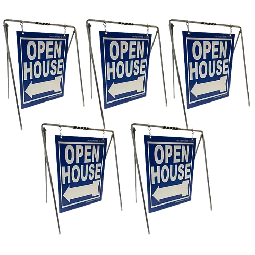 Open House Sign Metal A-Frame Kit - 5 Pack - Swinger - Blue