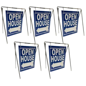 Open House Sign Metal A-Frame Kit - 5 Pack - Swinger - Blue