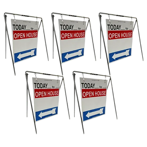 Open House Sign Metal A-Frame Kit - 5 Pack - Today - Swinger - Red/White/Blue