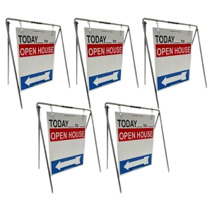 Open House Sign Metal A-Frame Kit - 5 Pack - Today - Swinger - Red/White/Blue