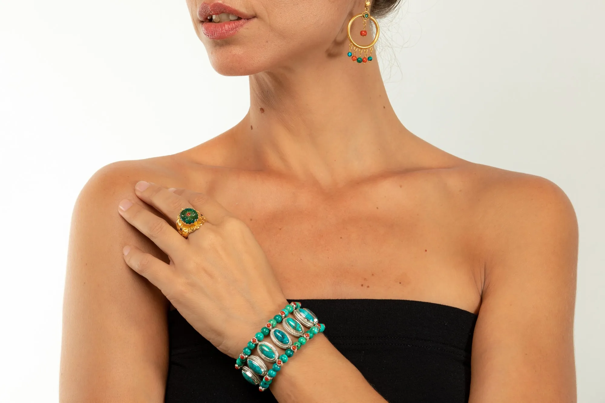 Oval Turquoise Setting Bracelet  with Turquoise