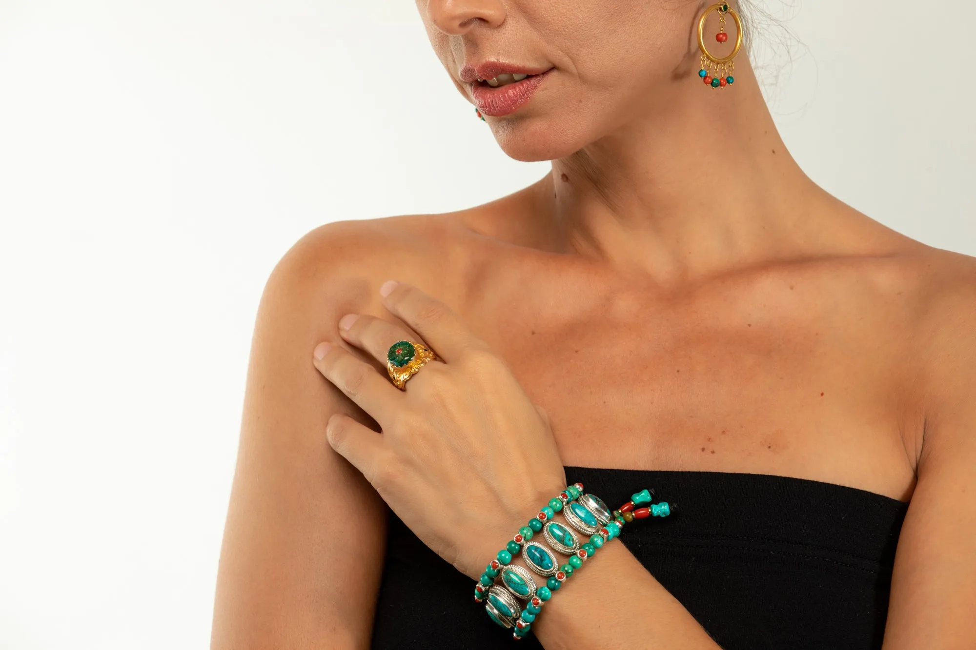 Oval Turquoise Setting Bracelet  with Turquoise