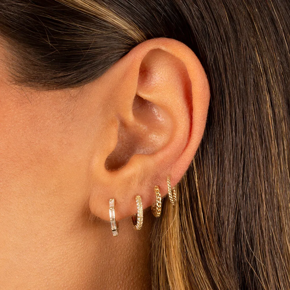 Pavé Rounded Huggie Earring 14K