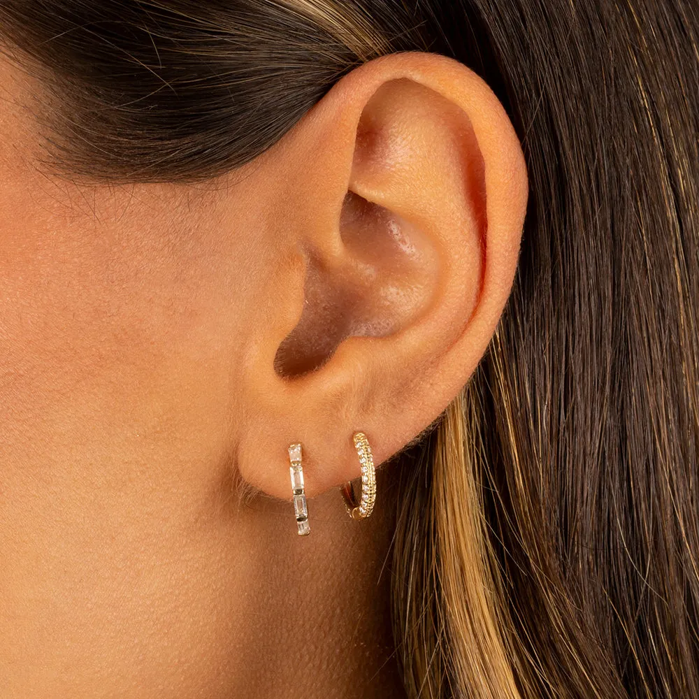 Pavé Rounded Huggie Earring 14K