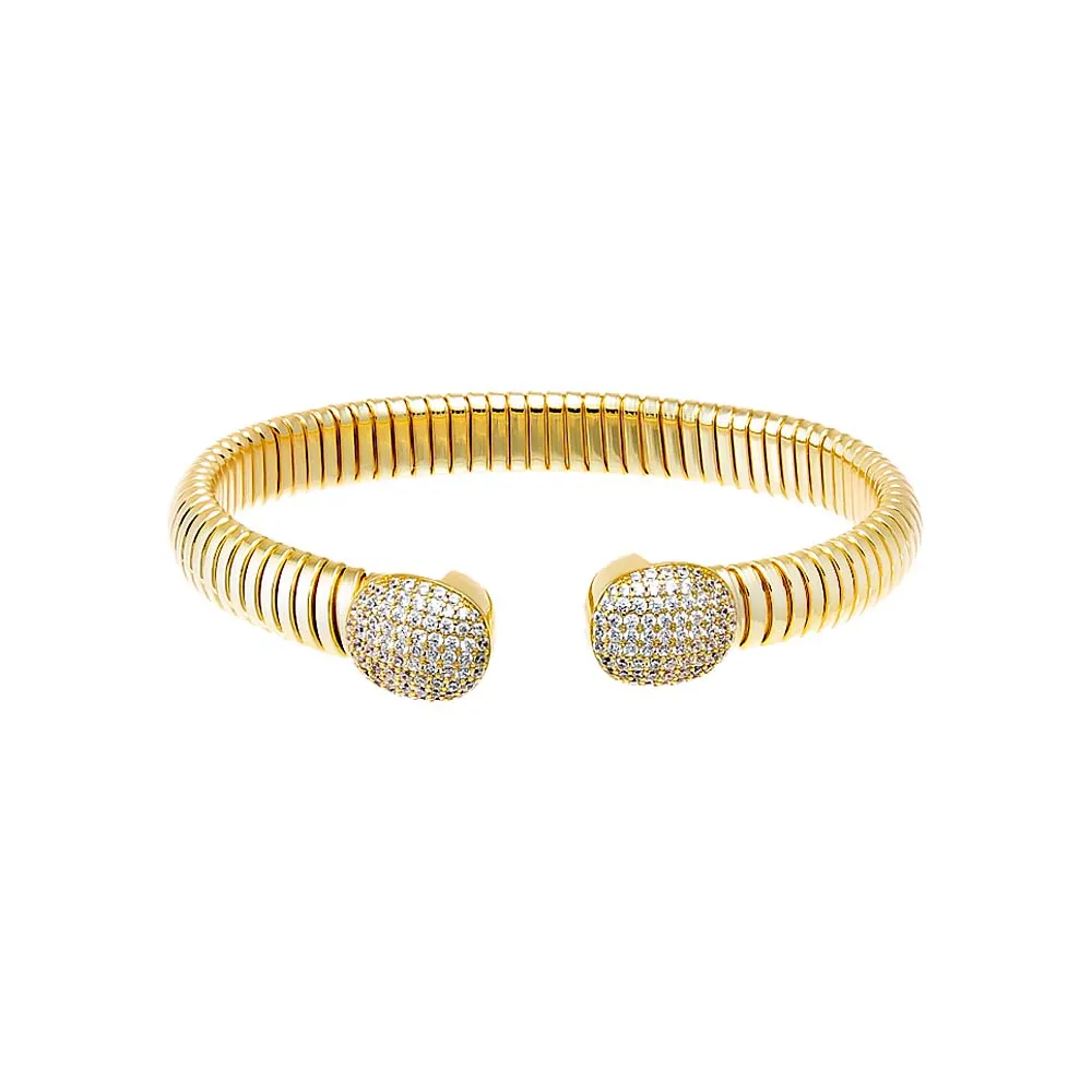 Pave Rounded Claw Snake Bangle Bracelet