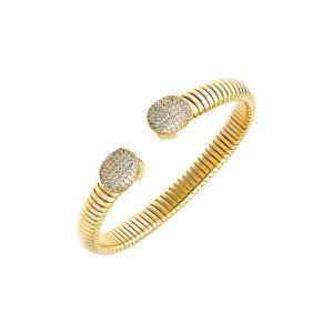 Pave Rounded Claw Snake Bangle Bracelet