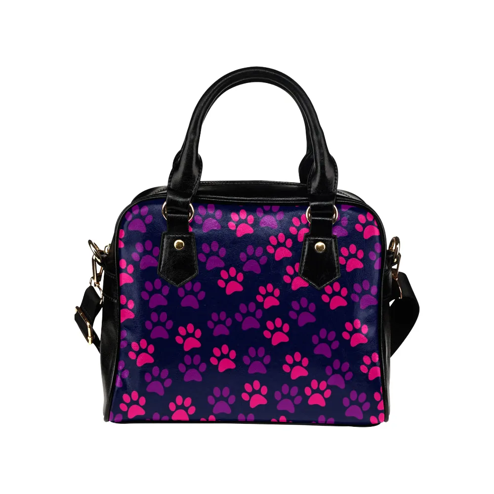 Paw Print Shoulder Bag - Purple & Pink