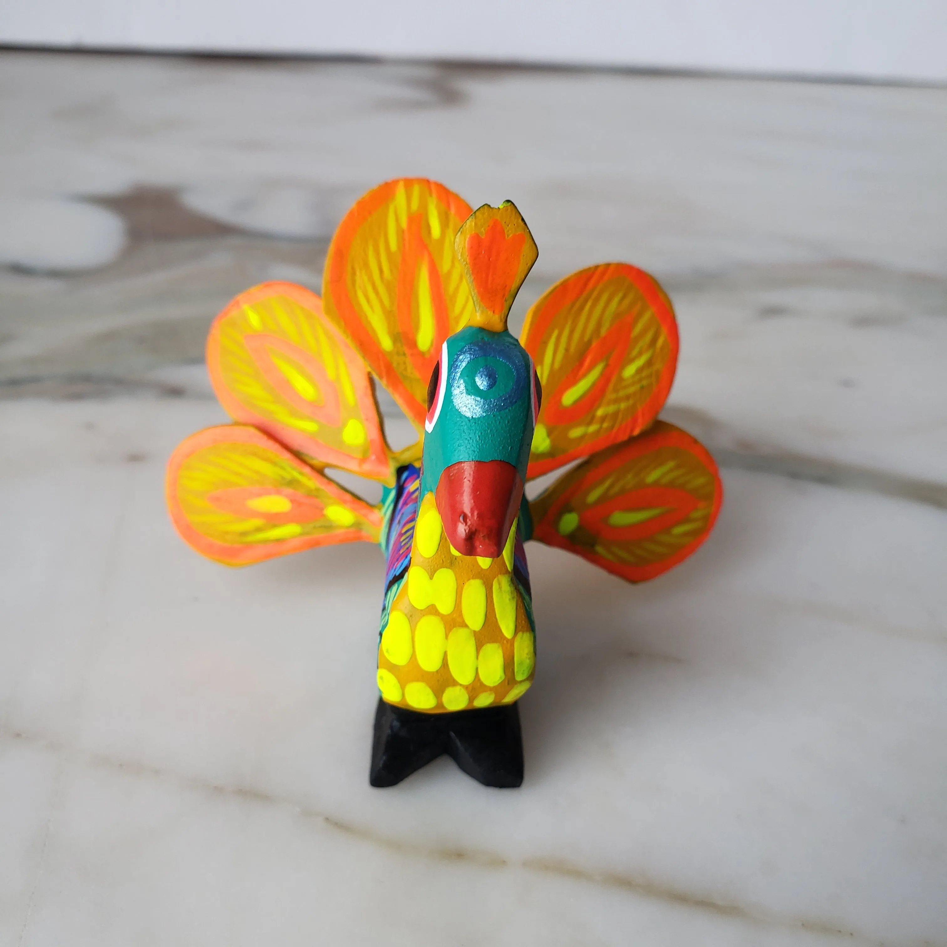 Peacock Alebrije  Wood Carving Oaxacan Folk Art