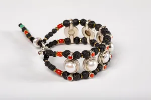 Pearl Setting Bracelet  with Lava