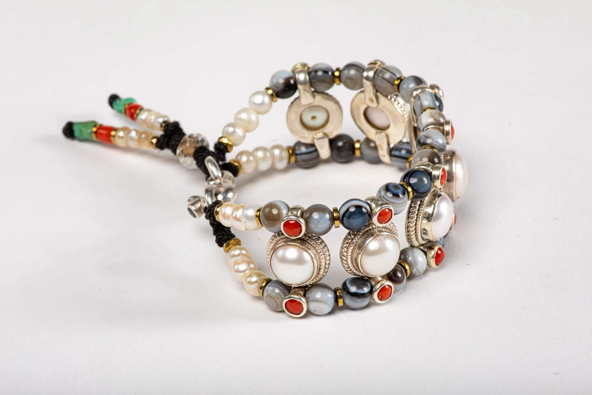 Pearls Setting Bracelet  with Agate