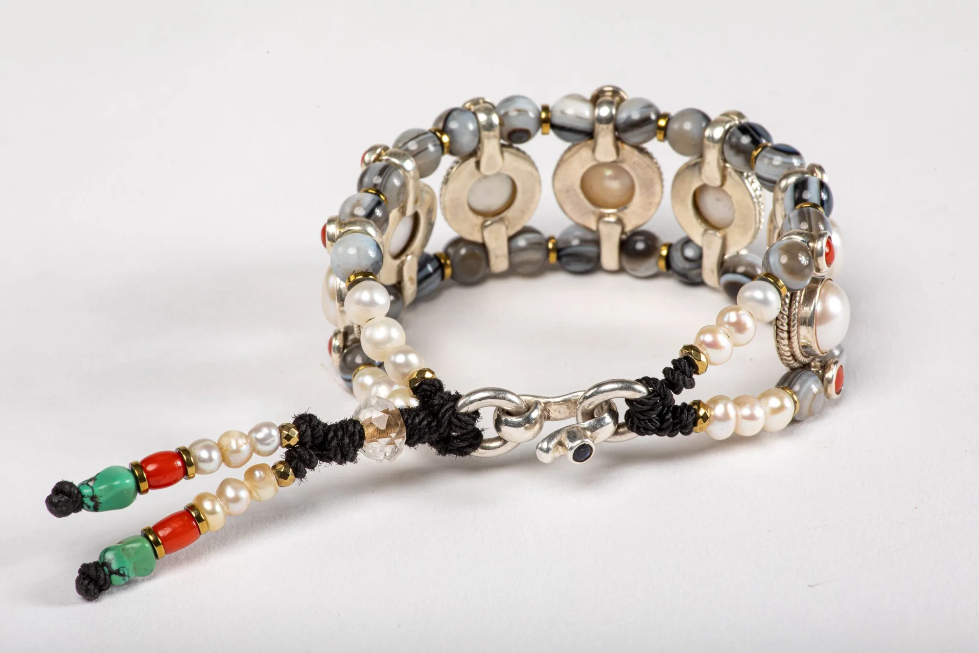 Pearls Setting Bracelet  with Agate
