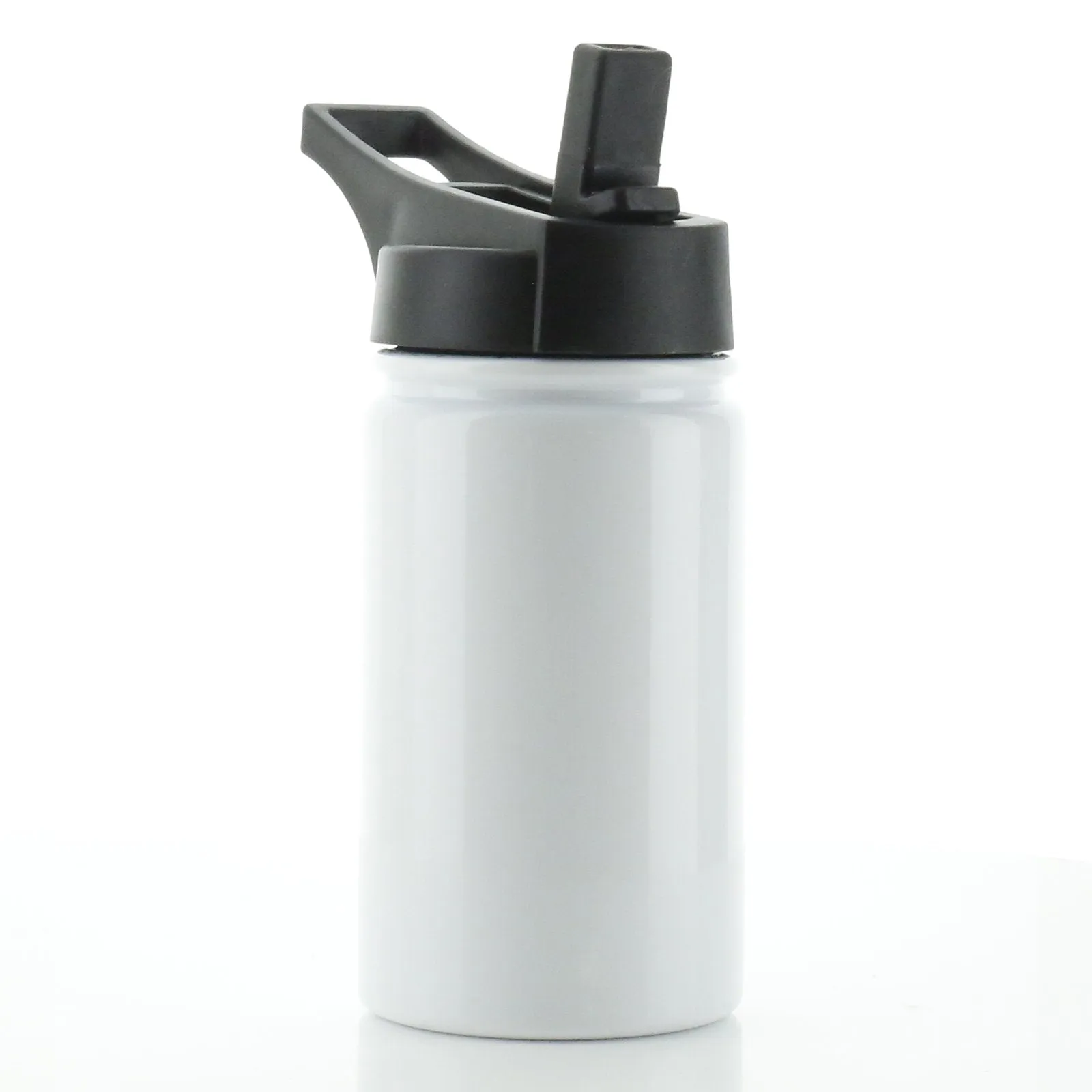 Personalised Grey Rabbit Cat ears and Name White Sports Flask