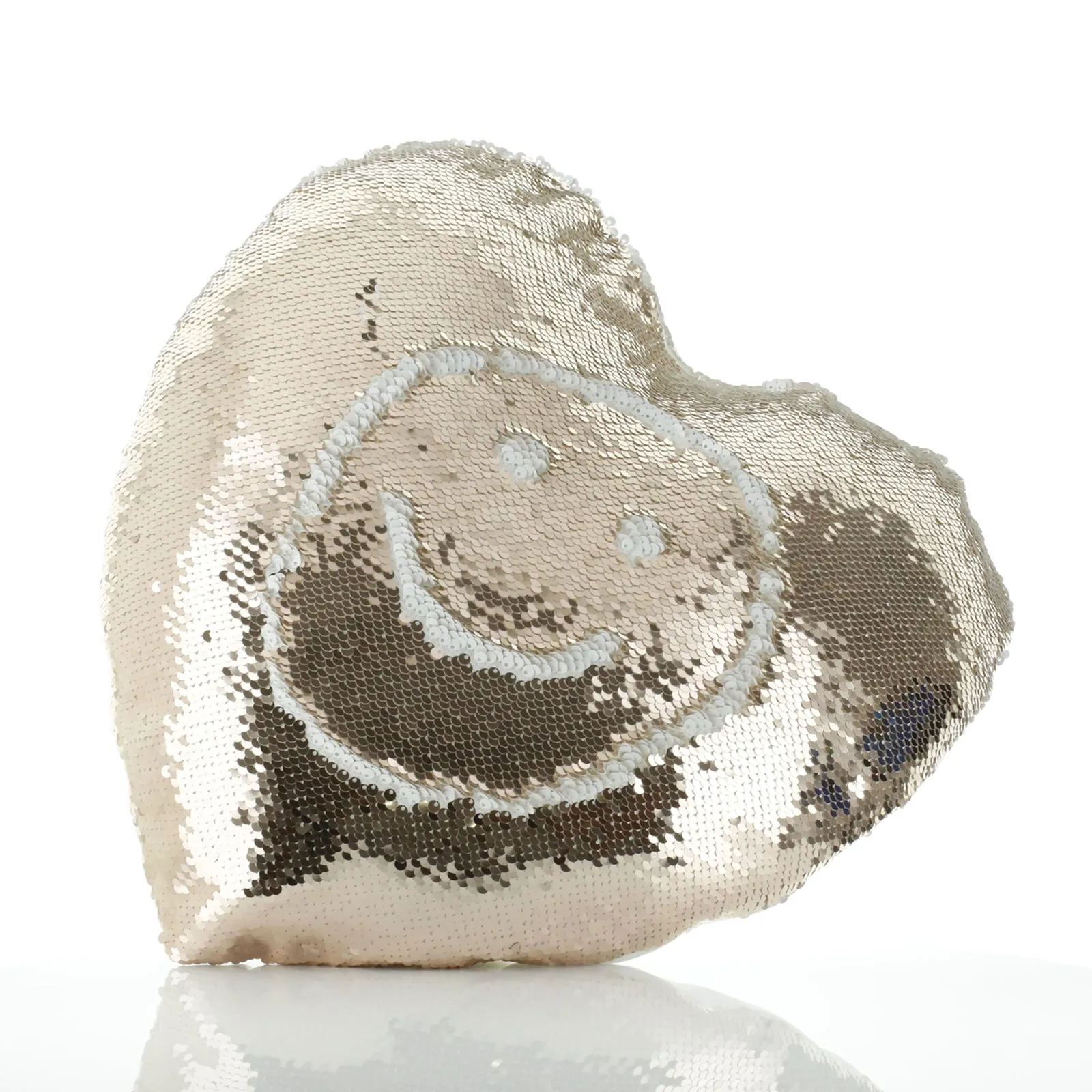 Personalised Sequin Heart Cushion with Welcoming Text and Embracing Mum and Baby Lions