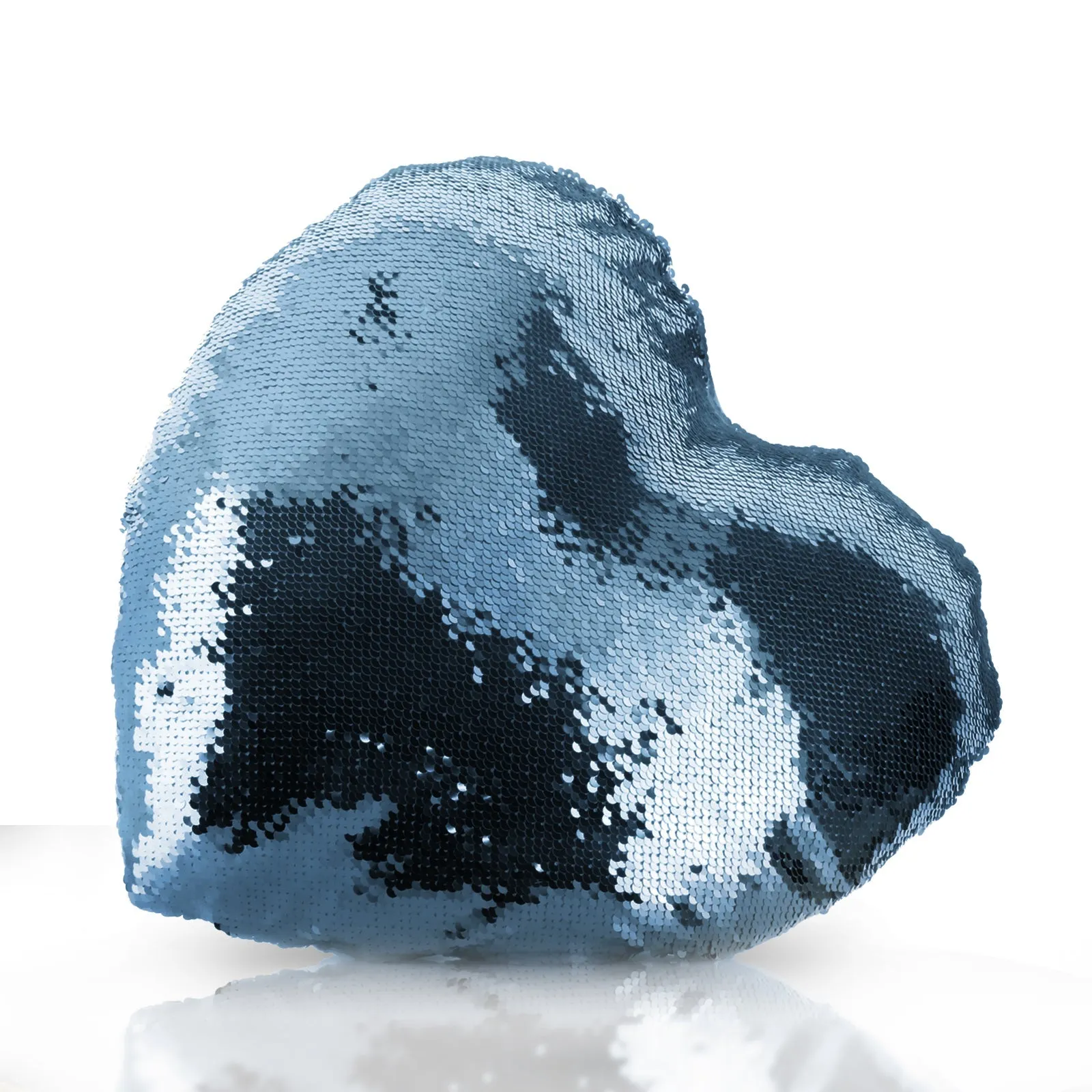 Personalised Sequin Heart Cushion with Welcoming Text and Embracing Mum and Baby Lions