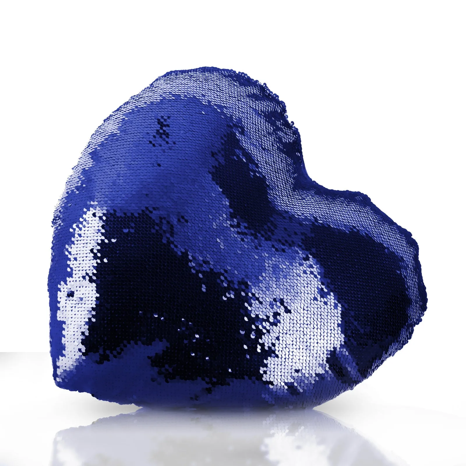 Personalised Sequin Heart Cushion with Welcoming Text and Embracing Mum and Baby Lions
