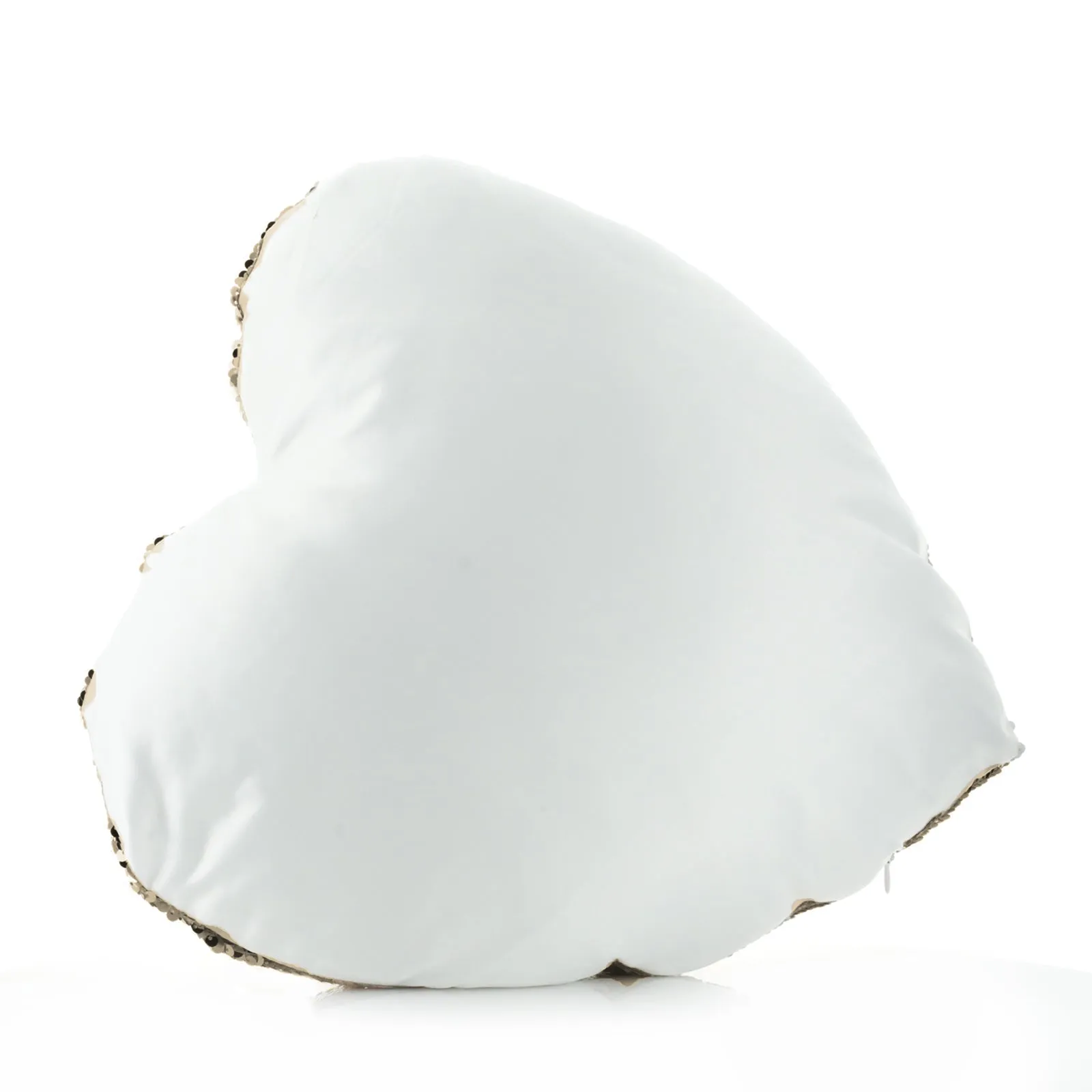 Personalised Sequin Heart Cushion with White Lamb Flowers and Cute Text