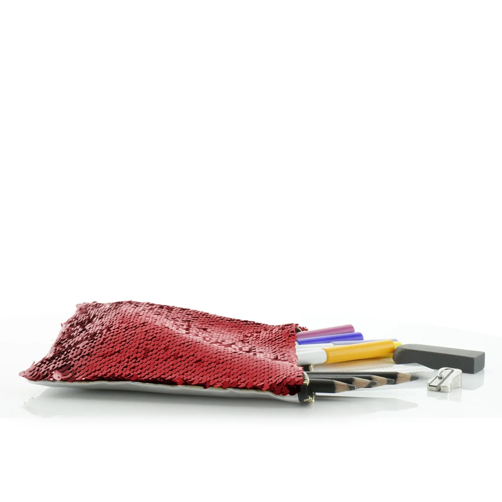 Personalised Sequin Zip Bag with Hedgehog Pink Flowers and Cute Text
