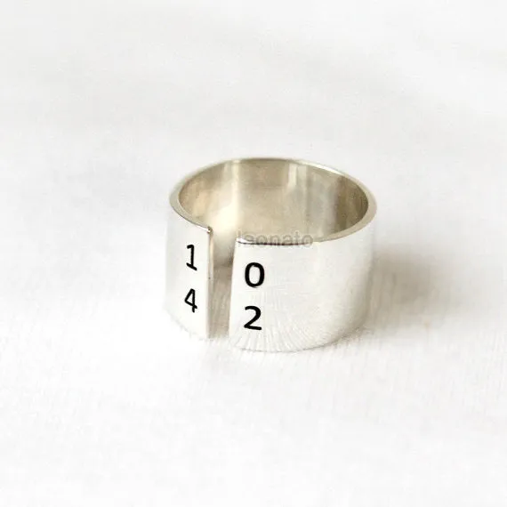Personalized Open Band Ring in sterling silver /Couple Rings, initials ring, date ring