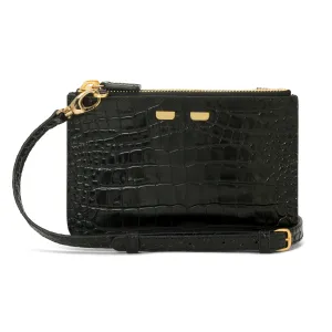 Peyton Double Zip in Black Croc