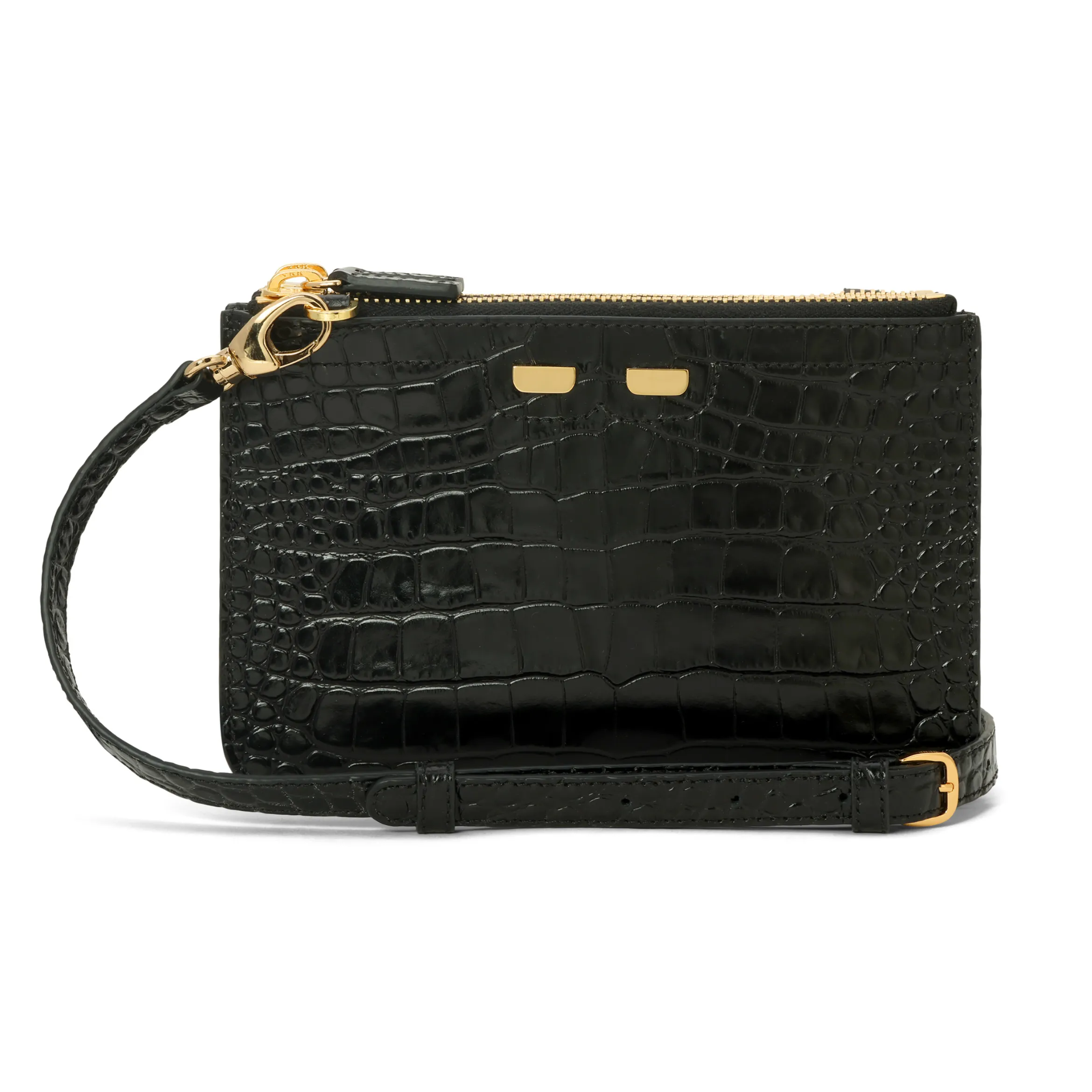 Peyton Double Zip in Black Croc