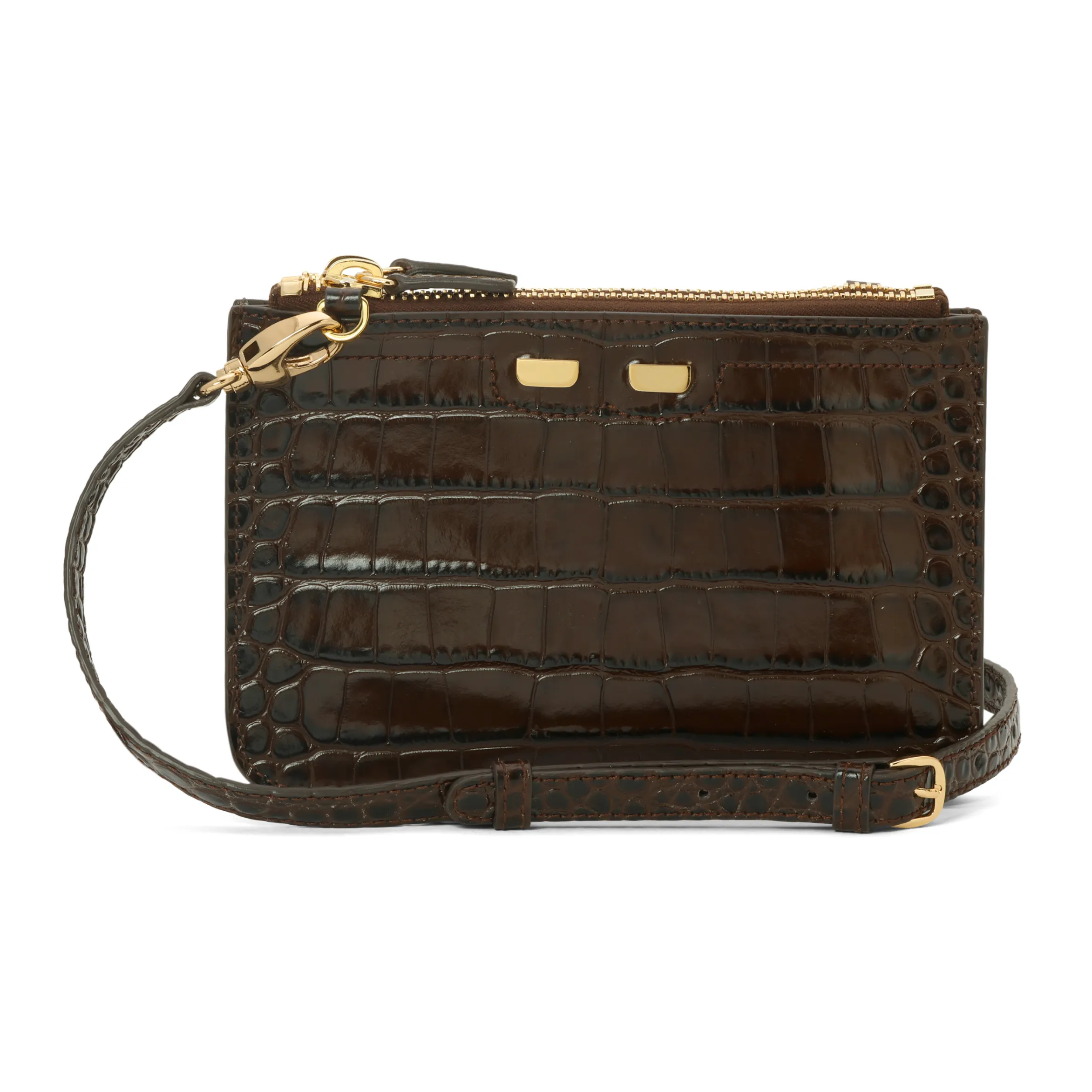 Peyton Double Zip in Chocolate Croc