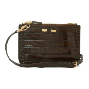 Peyton Double Zip in Chocolate Croc