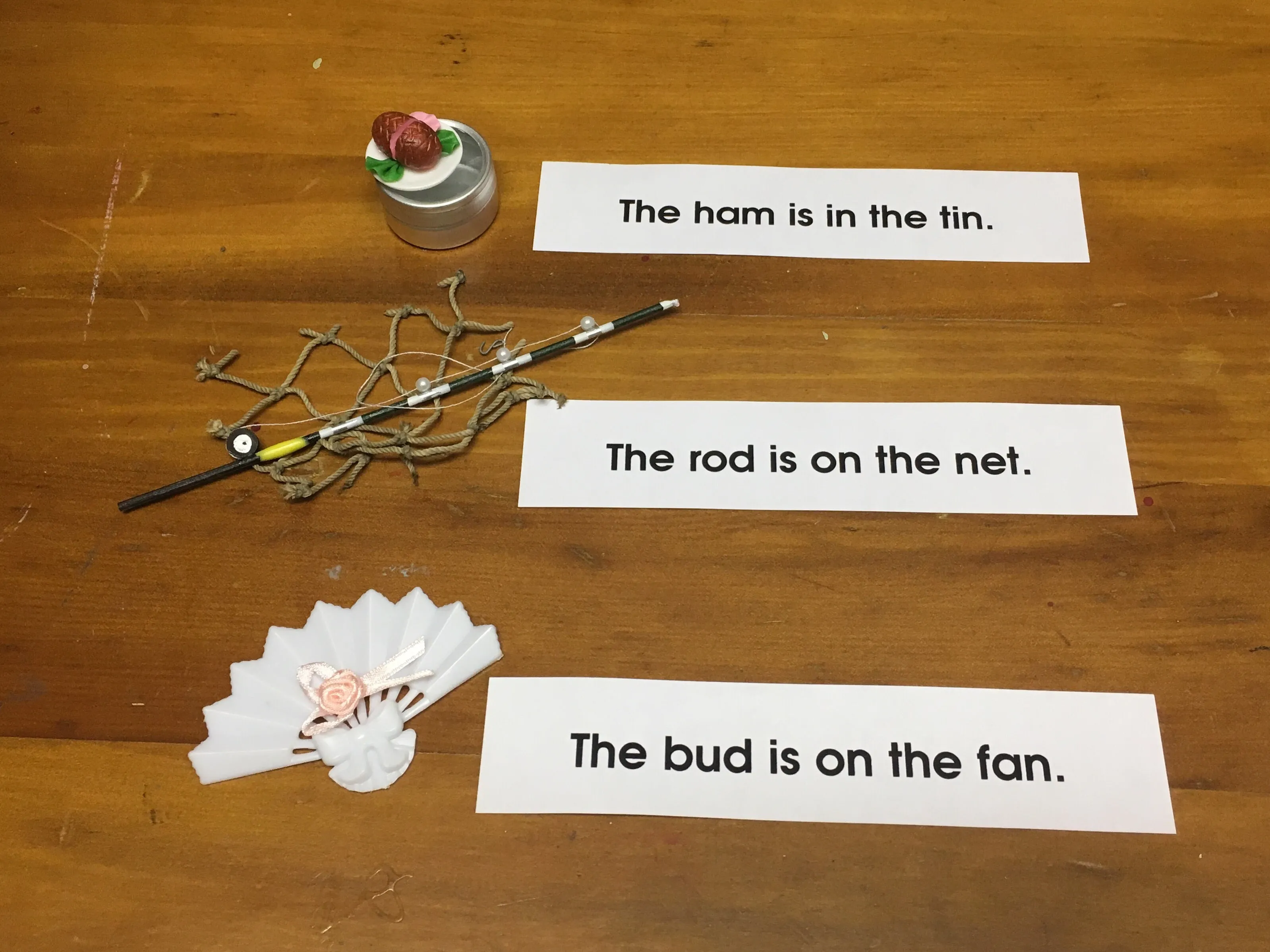 Pink Interpretive Sentences with Objects and Tray