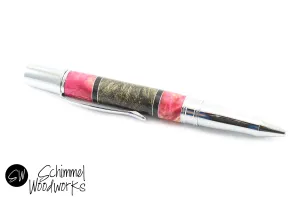 Pink Segmented Dyed Burl Wood Ballpoint Pen