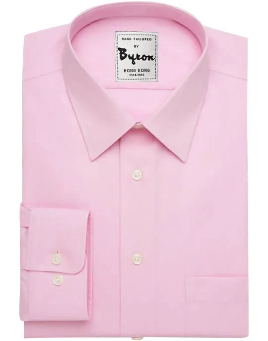 Pink Solid Shirt 02, Forward Point Collar, Round Cuff