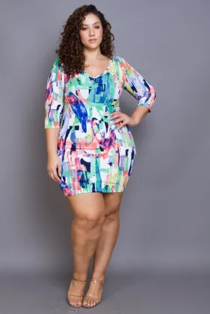 Plus Size Colorful Midi Bodycon Dress Item