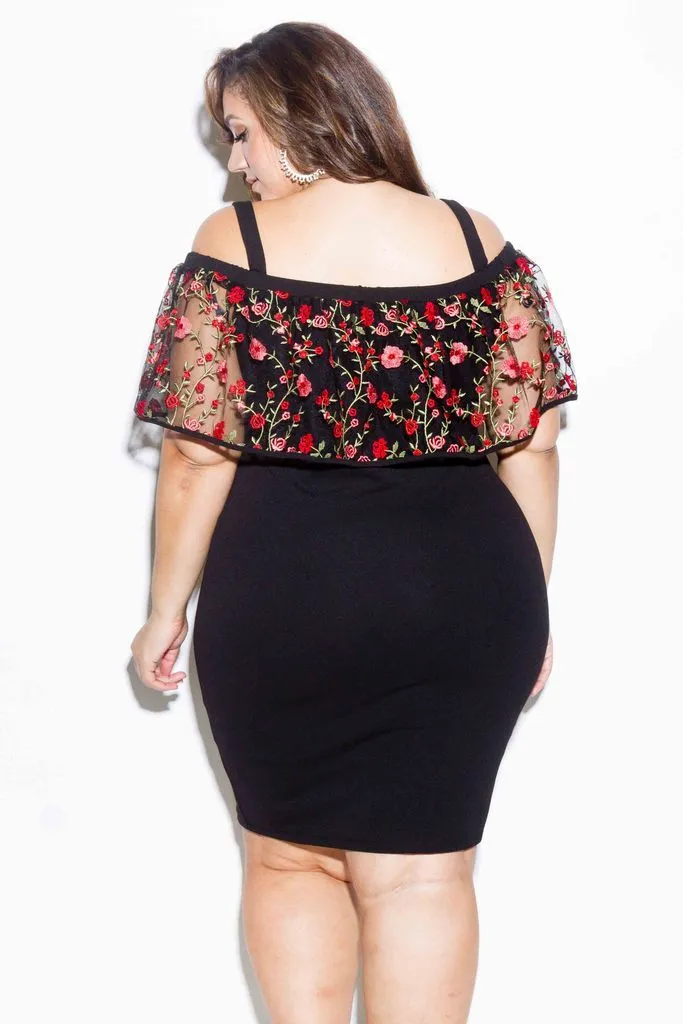 Plus Size Gorgeous Floral See Through Mesh Dress