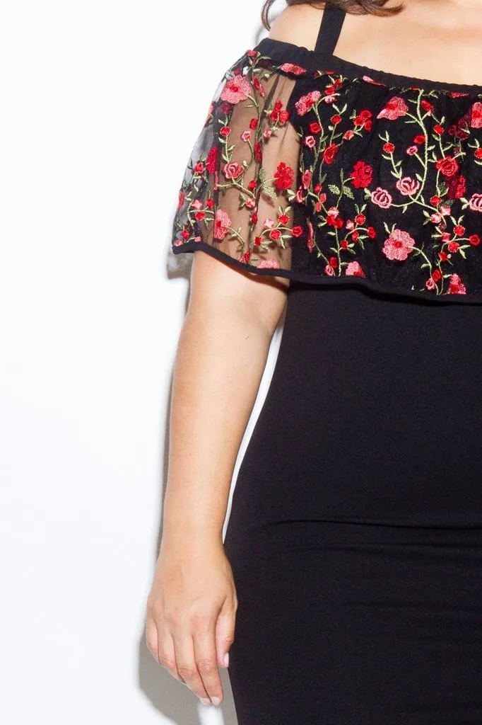 Plus Size Gorgeous Floral See Through Mesh Dress
