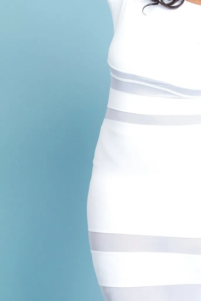 Plus Size See Through Mesh Insert Sexy Bodycon Dress