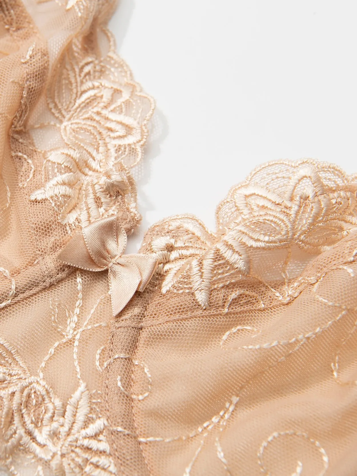 Plus Size See Through Unlined Underwire Lace Bra Nude