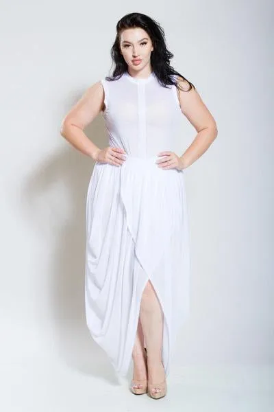 Plus Size Two Piece See Through Sleeveless Dress