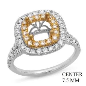 PMI 14YW@5.4 72RD1@0.82 7.5MM CUSHION TWO-TONE DOUBLE HALO SPLIT SHANK
