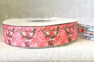 Poinsettia Deer Double Sided - 7/8 Inch - USDR