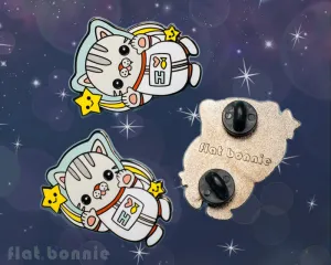 Polydactyl Space Cat enamel pin - Kawaii enamel pins - Cloisonné lapel pin