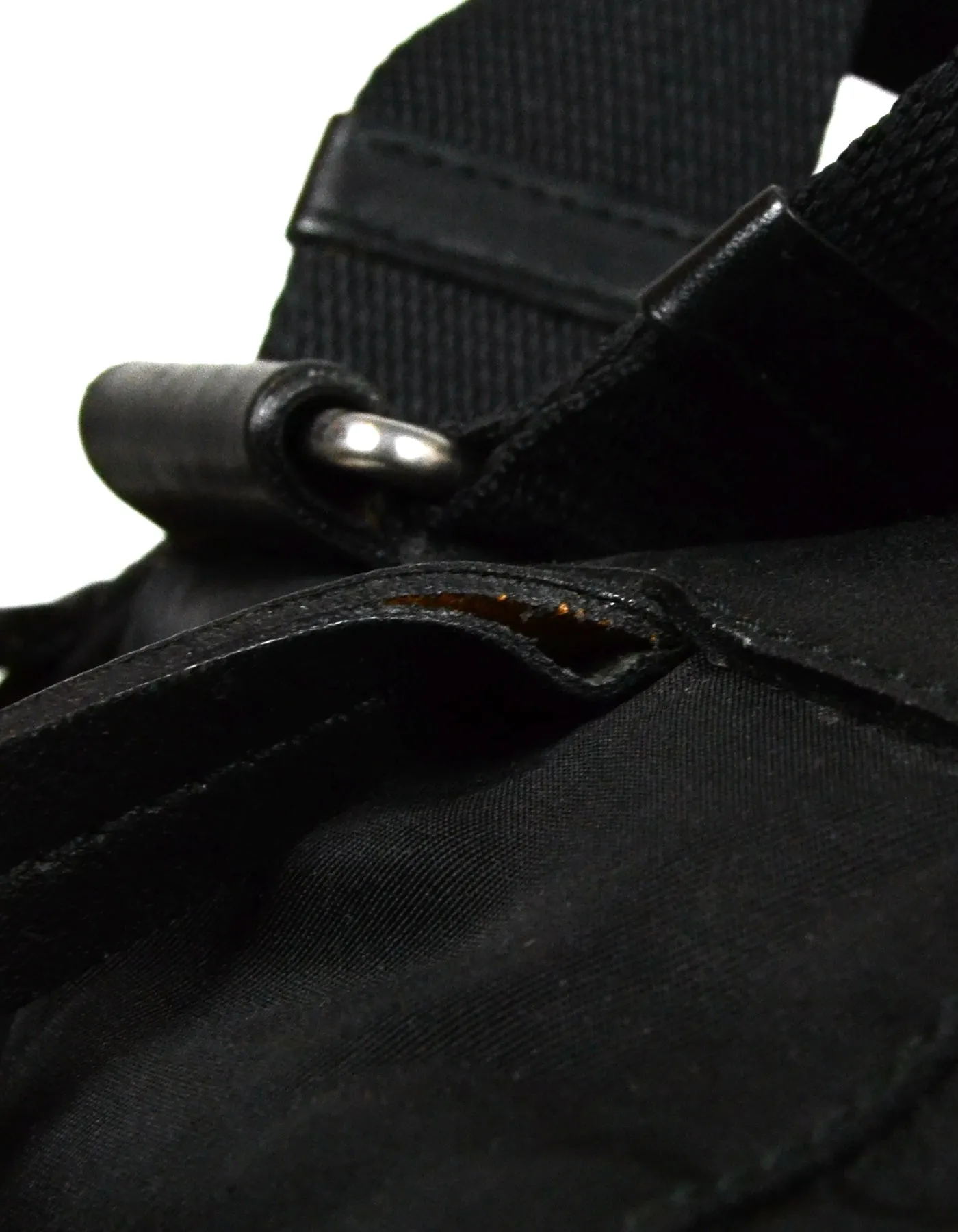 Prada Black Nylon & Leather Trim Double Pocket Backpack Bag