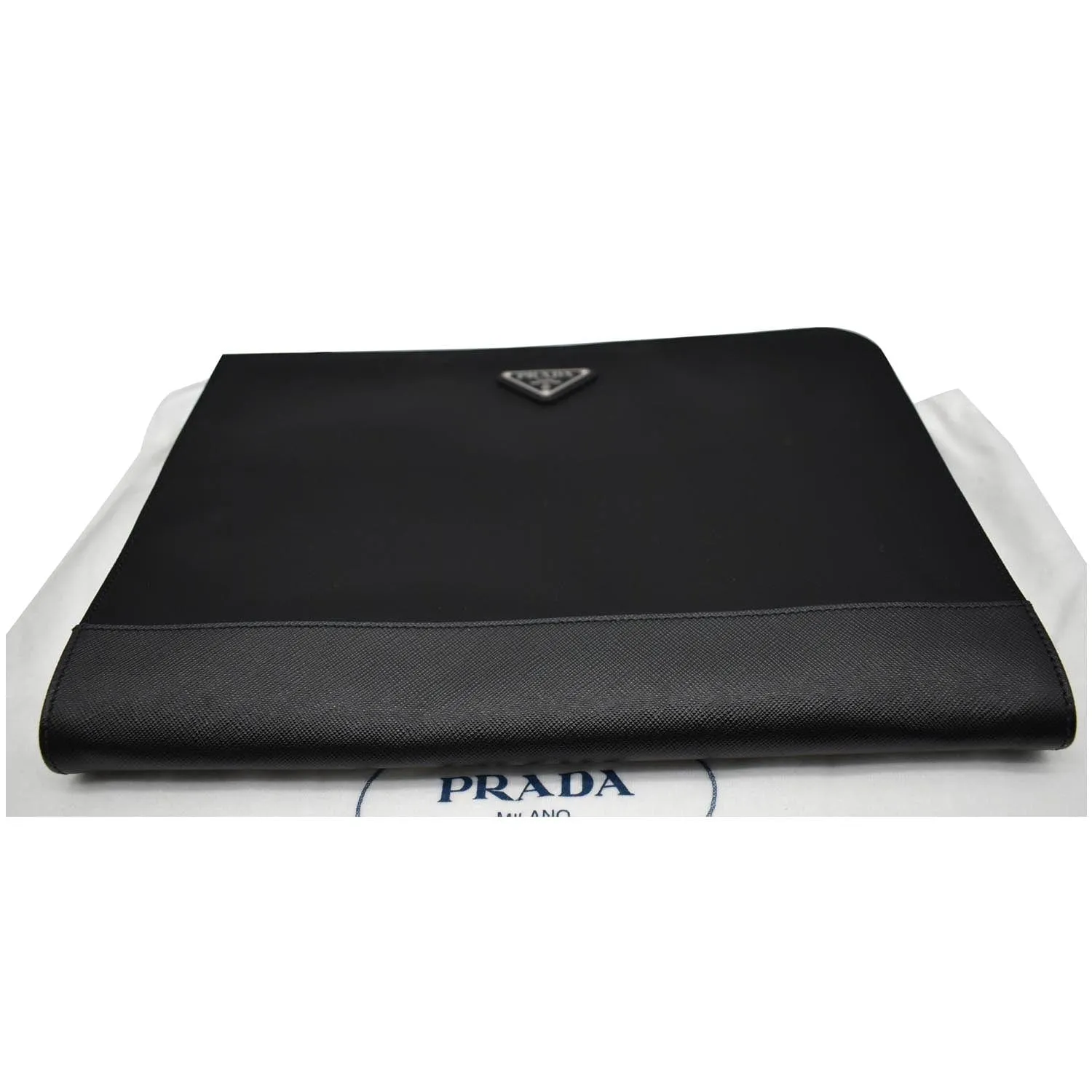 PRADA Document Nylon Leather Pouch Black