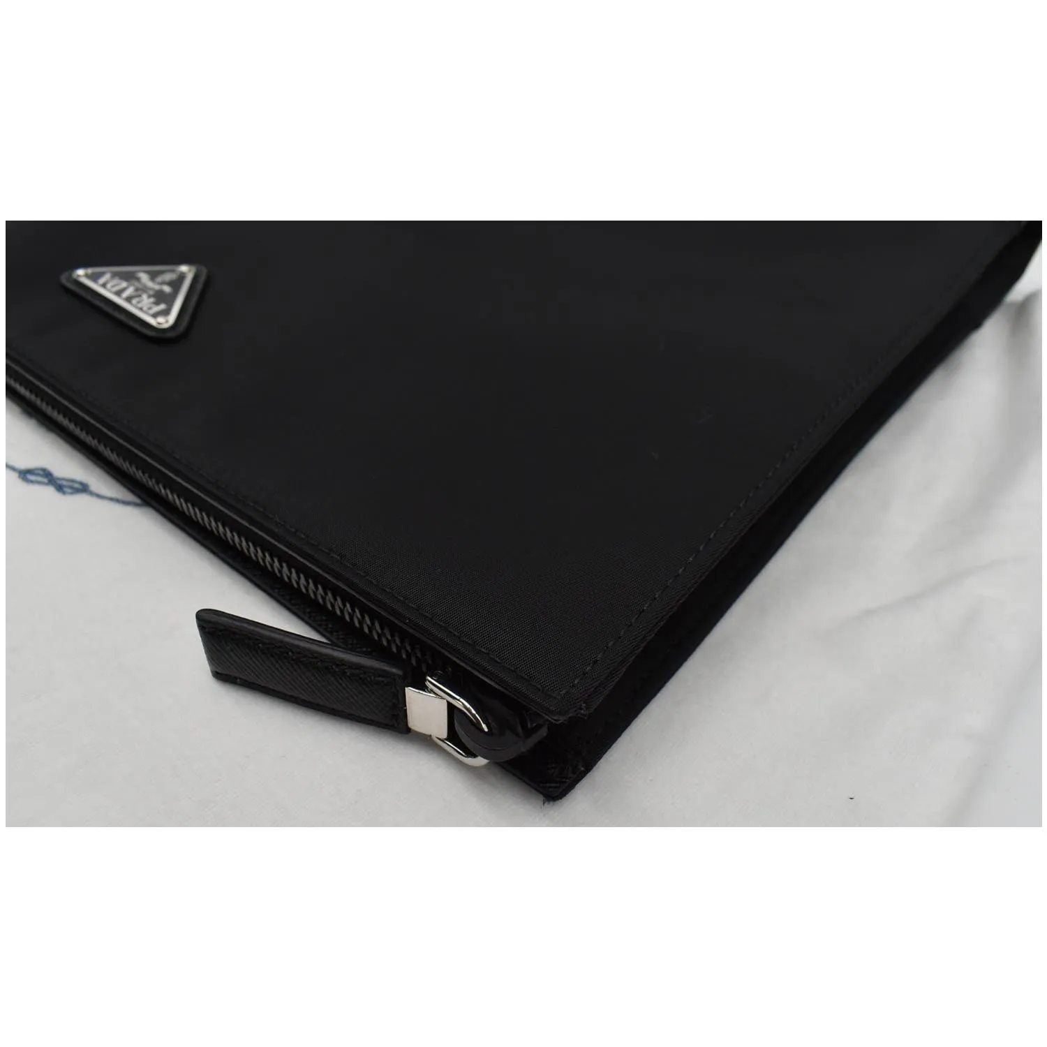 PRADA Document Nylon Leather Pouch Black