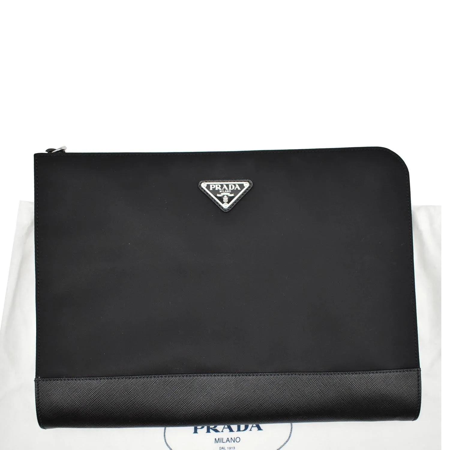 PRADA Document Nylon Leather Pouch Black
